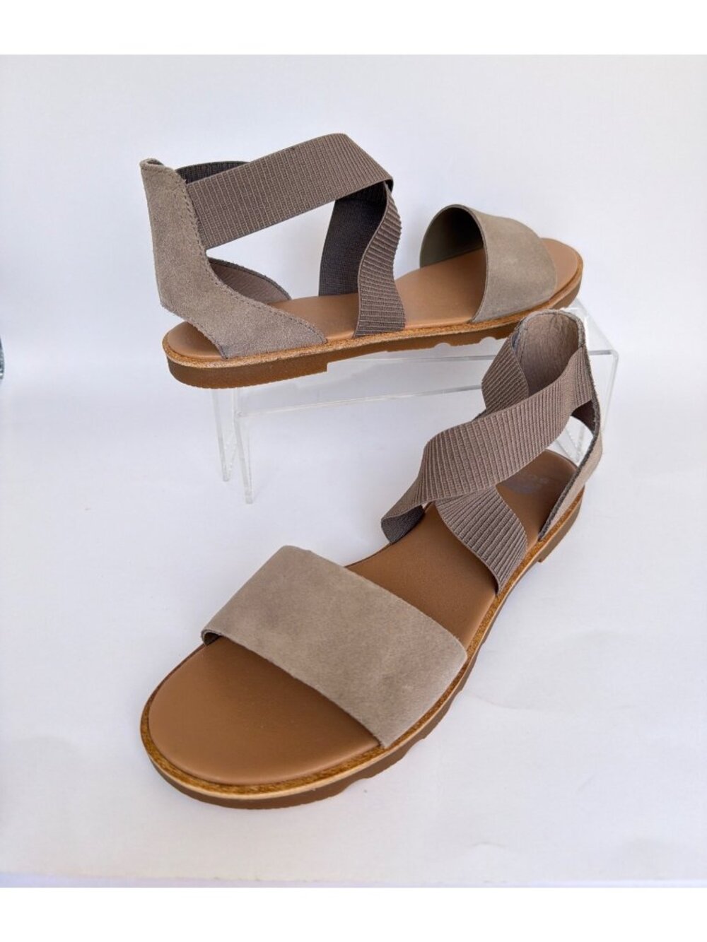 Sorel Ella III Sandals Ash Brown Suede Women Size 9.5